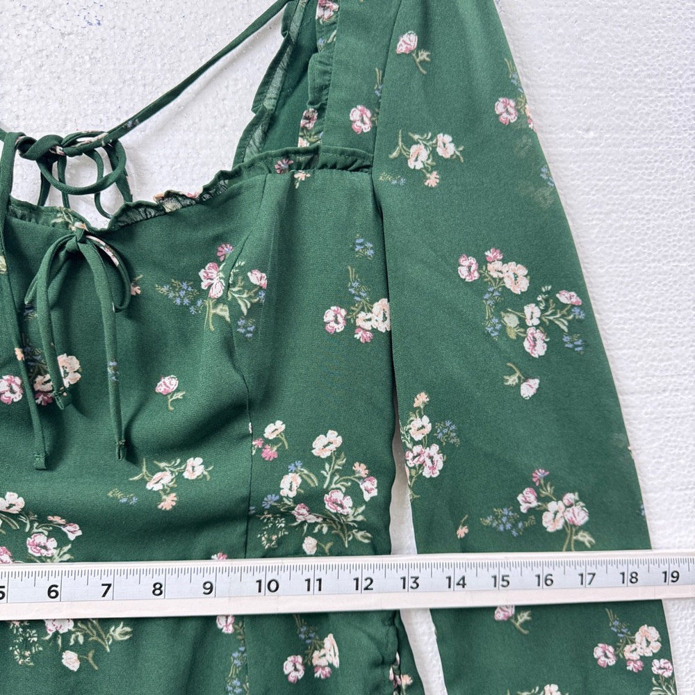 Abercrombie & Fitch Forest Green Floral Long Sleeve Mini Dress - Picture 7 of 11